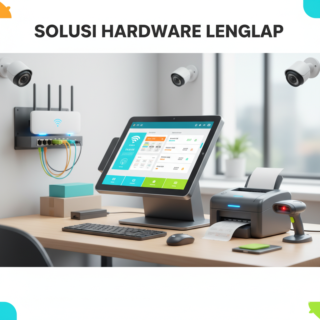 Ilustrasi Solusi Hardware Lengkap untuk UMKM: POS, Printer, Jaringan, dan CCTV